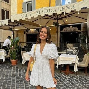 ZARA EMBROIDERED VOLUMINOUS DRESS ZW COLLECTION Oyster-white | XS